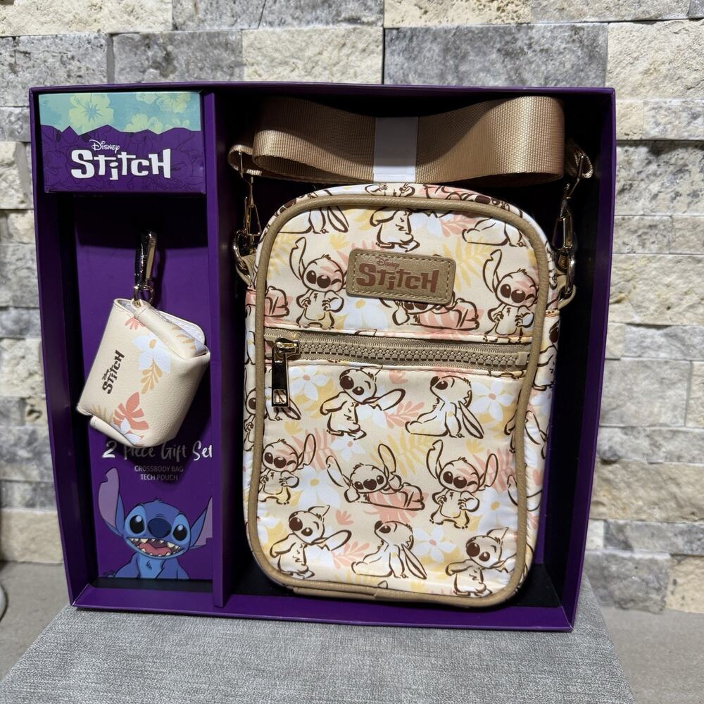 Disney Stitch 2 pc Gift Set, Crossbody Bag Purse with Tech Pouch‎